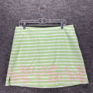 Lady Hagen Skirts Women's 12 Green White Striped Zip Lined Shorts Sport Cotton